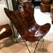 LEATHER BUTTERFLY BKF Sling Chair- Hardoy Industrial Vintage Cowhide Seat- Retro Lounge Living Room Genuine Goat Cover- Outdoor Indoor Chair 