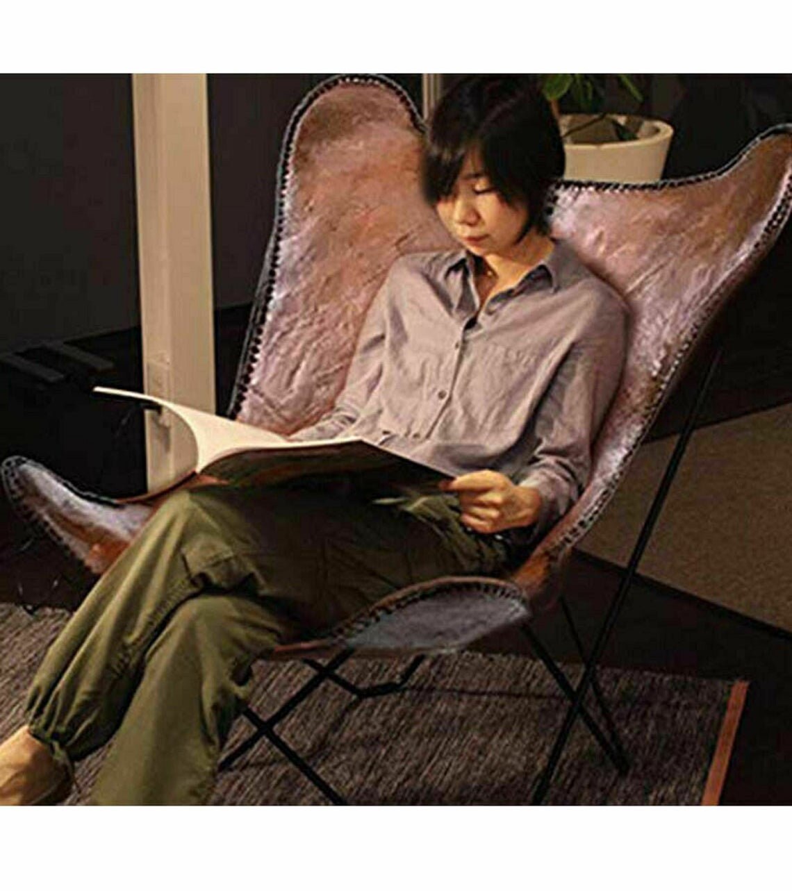 chaise Papillon En Cuir