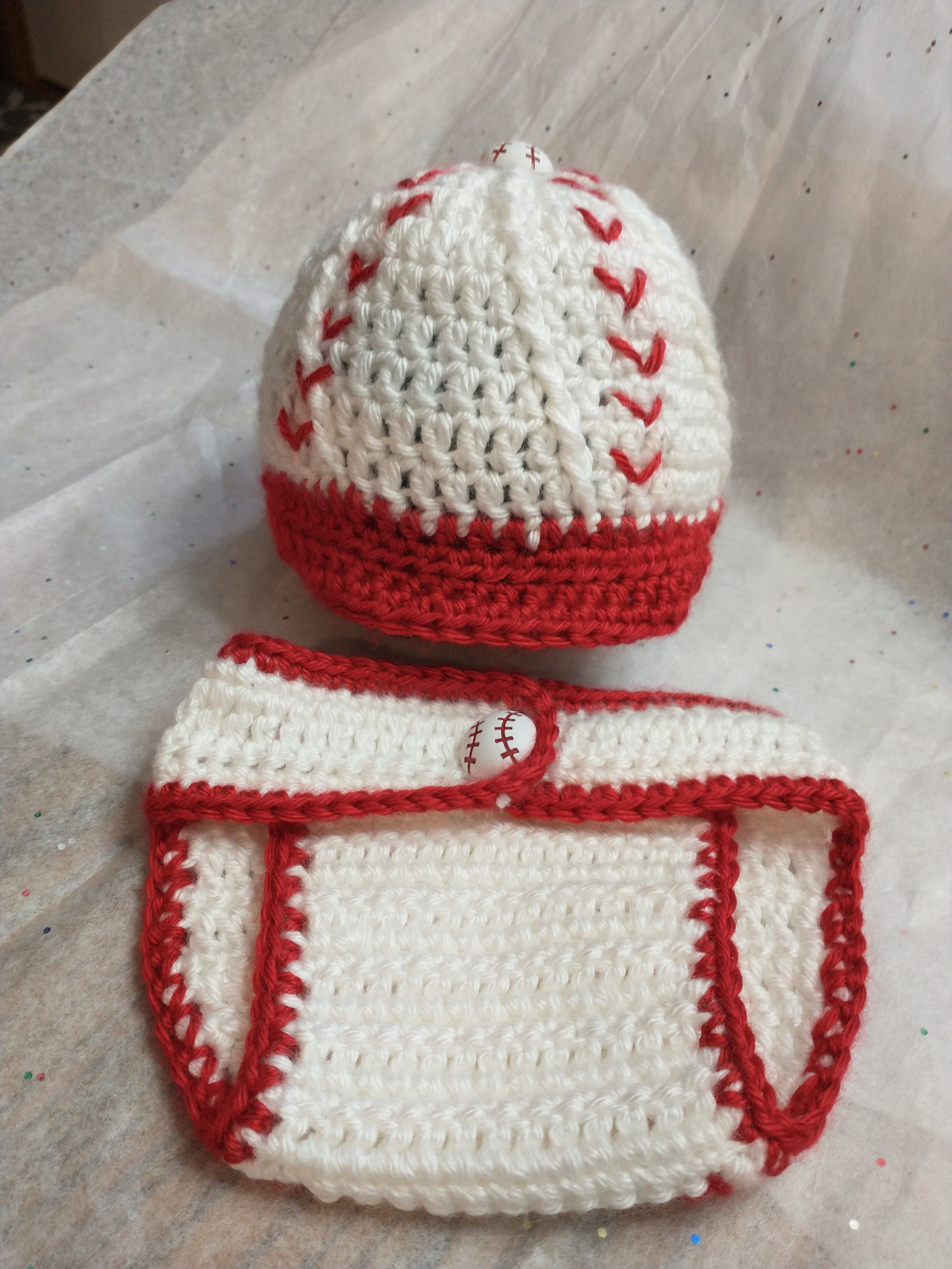 NEWBORN SIZE ONLY Crochet Baby Baseball Hat/diaper Cover Set Etsy