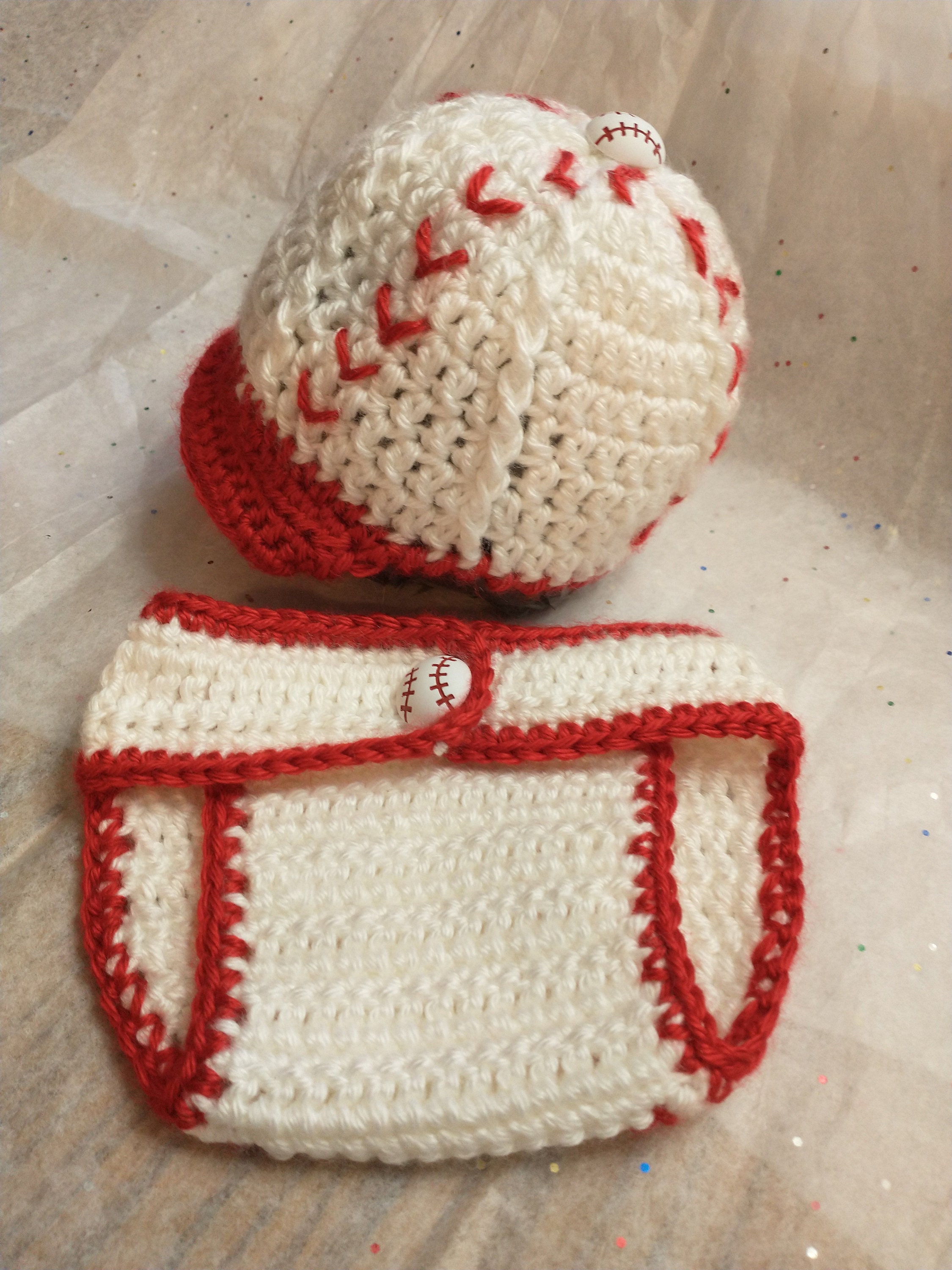 NEWBORN SIZE ONLY Crochet Baby Baseball Hat/diaper Cover Set Etsy