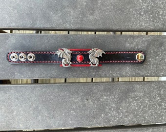 Leather Pattern | Twin Dragon Leather Snap Bracelet Template | Printable PDF Download | DIY Leather Cuff Bracelet Tutorial