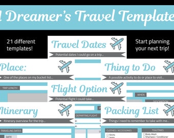 Travel Itinerary Template - A Dreamer's Travel Planning Templates | trip itinerary template, vacation itinerary, trip planner template