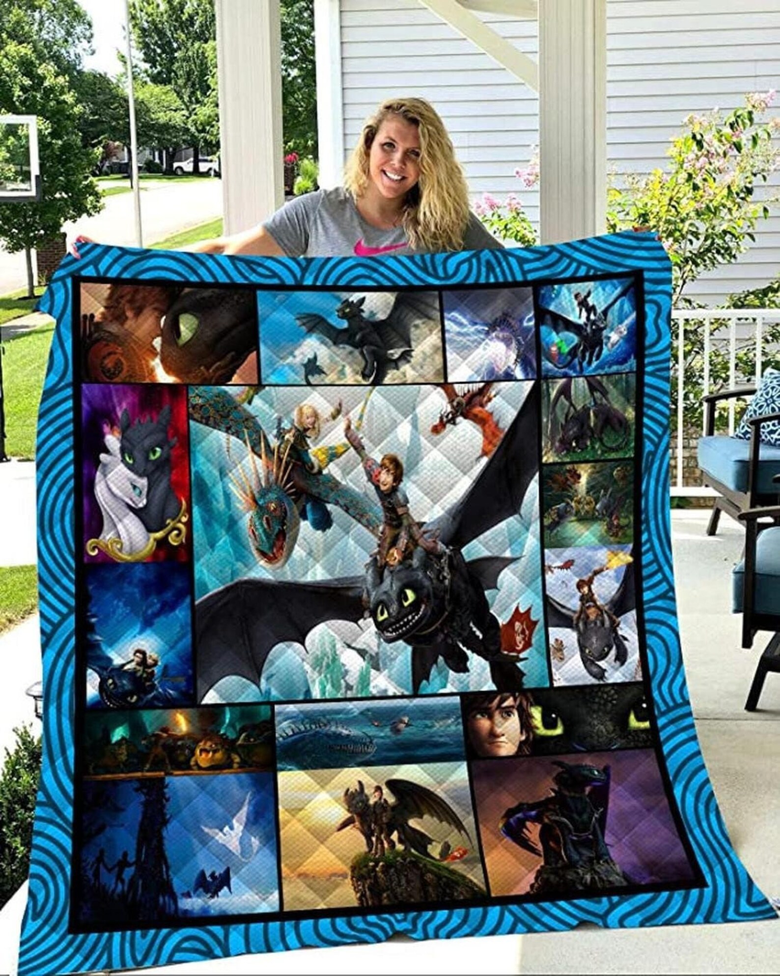 How To Train Your Dragon Quilt Blanket Gift For Action Fantasy Etsy