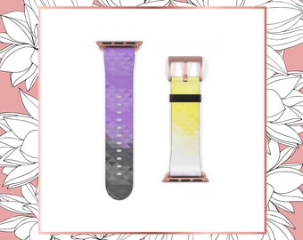 Nonbinary Flag Apple Smart Watch Band in Prismatic Design (Watch not included)