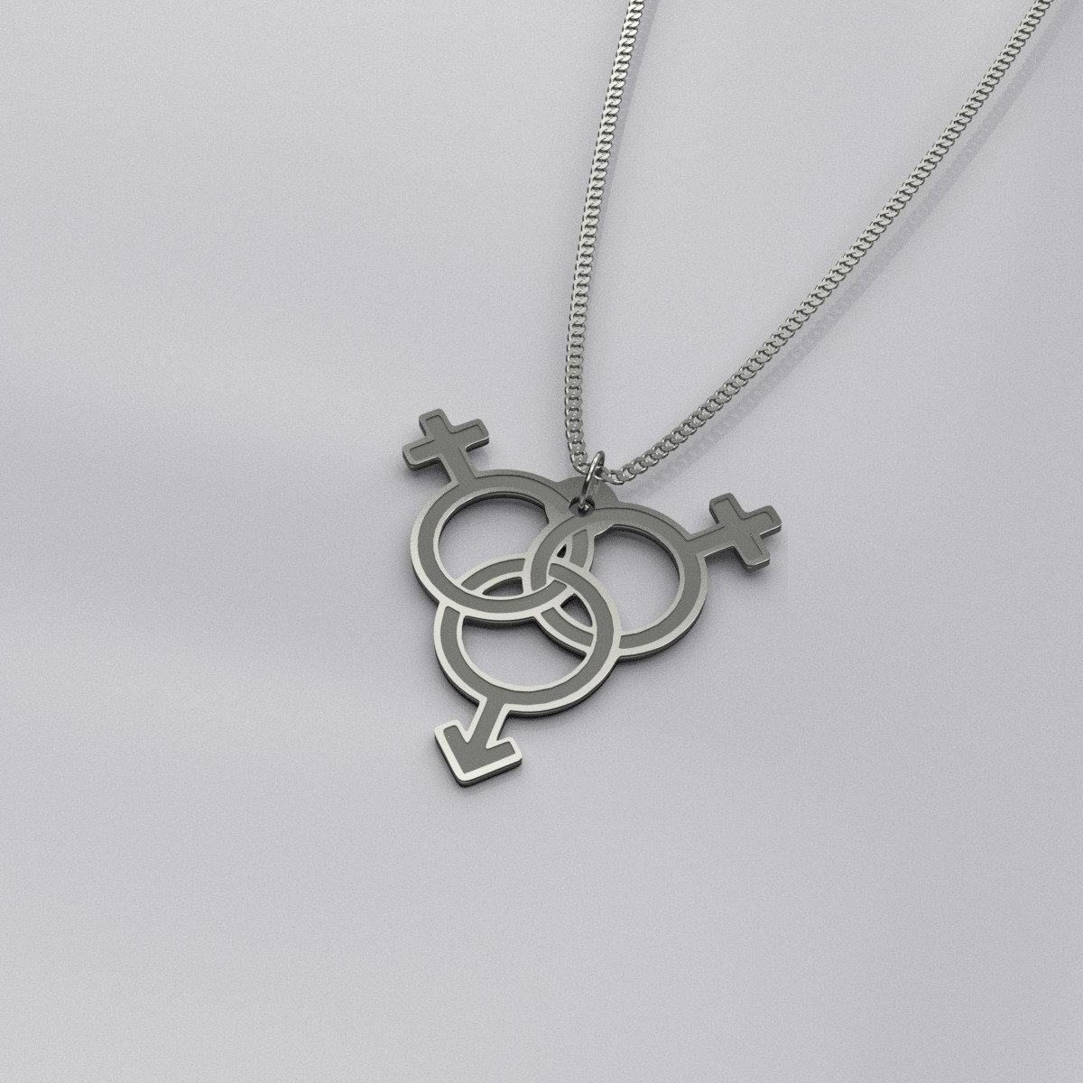 Throuple Gender Sign Sterling Silver Necklace 2 Female 1 Etsy Canada