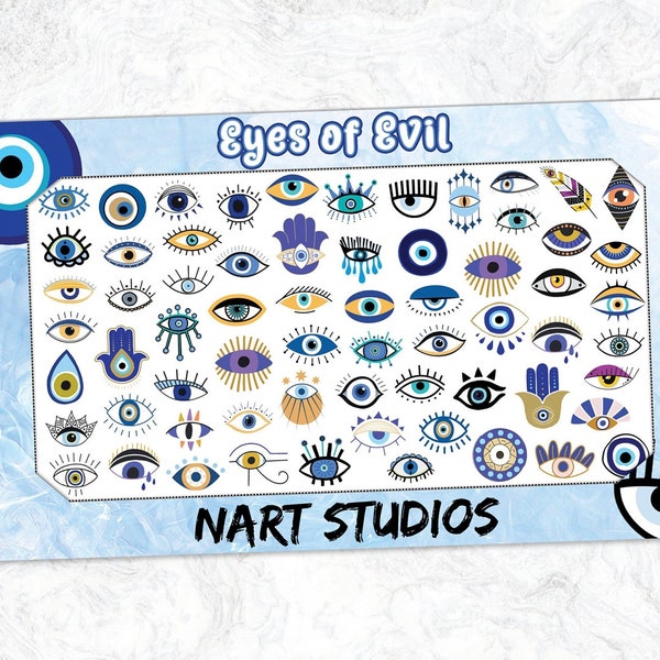 Waterslide Nail Decals | Evil Eye Nail Art | Nail Stickers | Nail Art Decals | Nail Decals | Nail Art Stickers | Nail Wraps | Nazar Nail Art