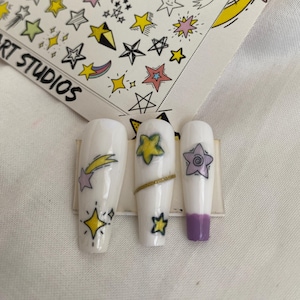 Wasserschiebefolie Nagel Abziehbild | Himmlische Nagelaufkleber | Nagelsticker | Abziehbilder | Nagelabziehbilder | Nagelkunst Aufkleber | Stern Nagelabziehbilder