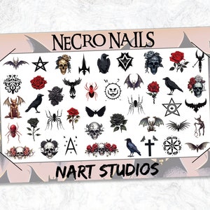 Decalcomanie per unghie Waterslide / Nail Art gotica / Adesivi per unghie / Decalcomanie per nail art / Decalcomanie per unghie / Decalcomanie per unghie Necrotic / Decalcomanie per nail art gotica