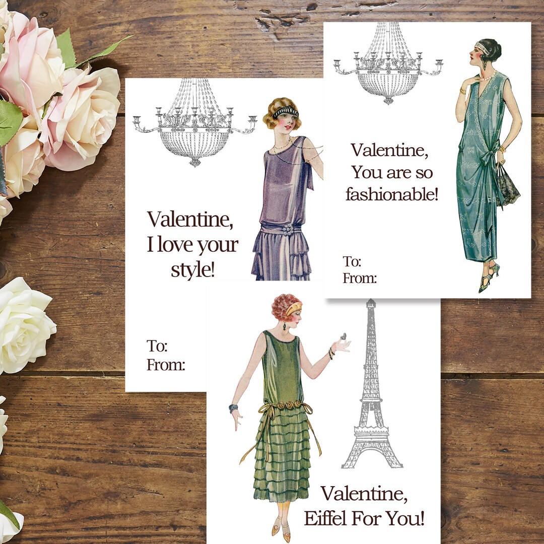 Printable Vintage Fashion Valentine Cards- Digital Download - Etsy