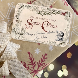 Vintage Special Delivery from Santa Clause Personalized Gift Tag- Digital Download