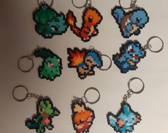 Gen 1-3 Pokemon Starter Keychain Perler