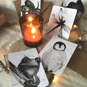 Cartes postales Animaux en aquarelle - Dessin d’art - Manille