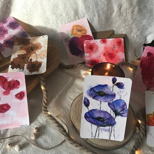 Cartes postales fleurs en aquarelle - Dessin d’art - Manille
