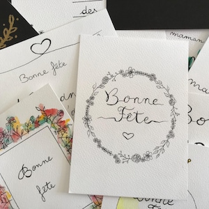 Carte fête des mères / pères / grands-parents – Carte postale artisanale aquarelle – Fait main avec amour