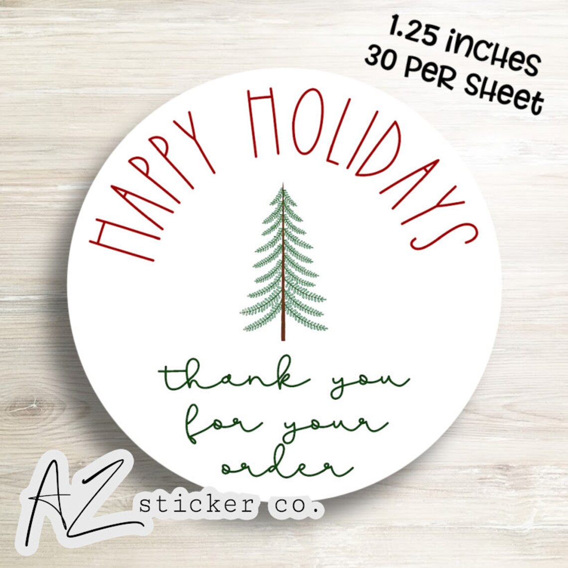 Happy Holidays Thank You Stickers Etsy Shop Small Package | Etsy