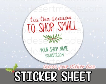Tis The Season to Shop Small Stickers | Etsy Shop Holiday Package Stickers | Small Business Packaging Labels | Thank You Packaging Stickers