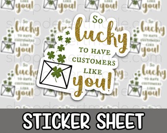 So Lucky To Have Customers Like You | Order Package Stickers | Small Biz Packaging Labels | St Patrick's Day Thank You Stickers