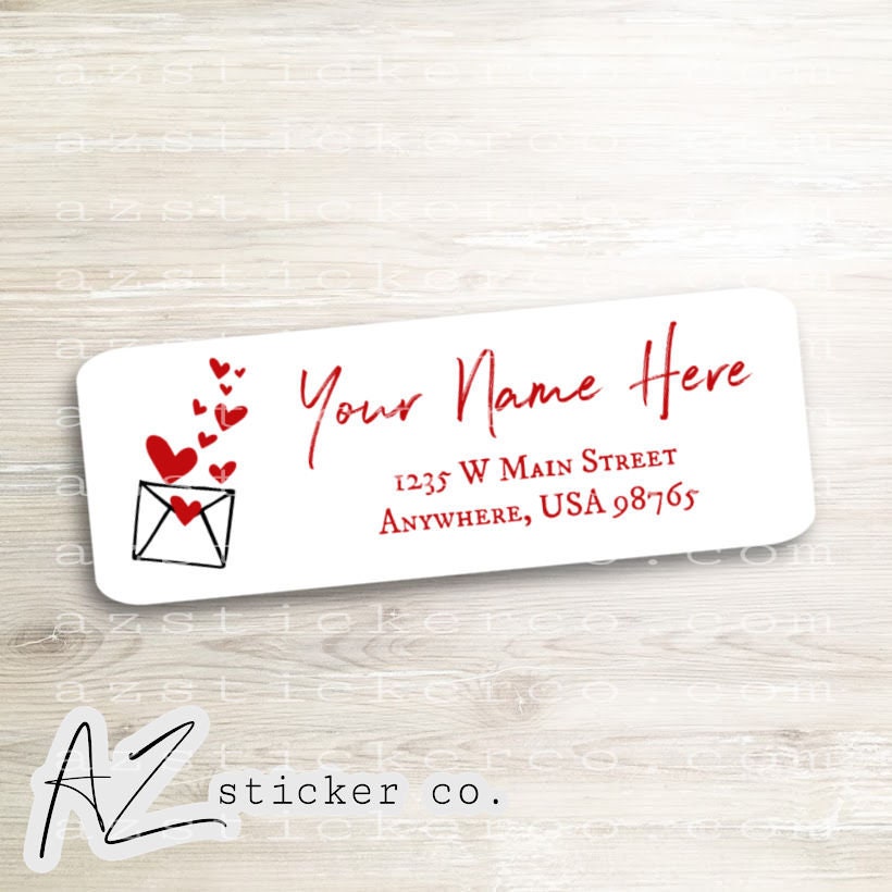 Love Note Custom Return Address Labels Valentine or Wedding Etsy