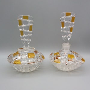 Two-tone cut crystal toilet set from the Art Deco period, vintage