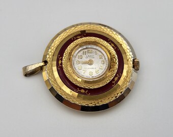 Pendant watch, Lady de luxe 17 jewels, Swiss made, gold plated, vintage, 60’s