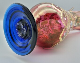 美しいヴィンテージのムラーノガラスの花瓶、手作業で装飾された装飾