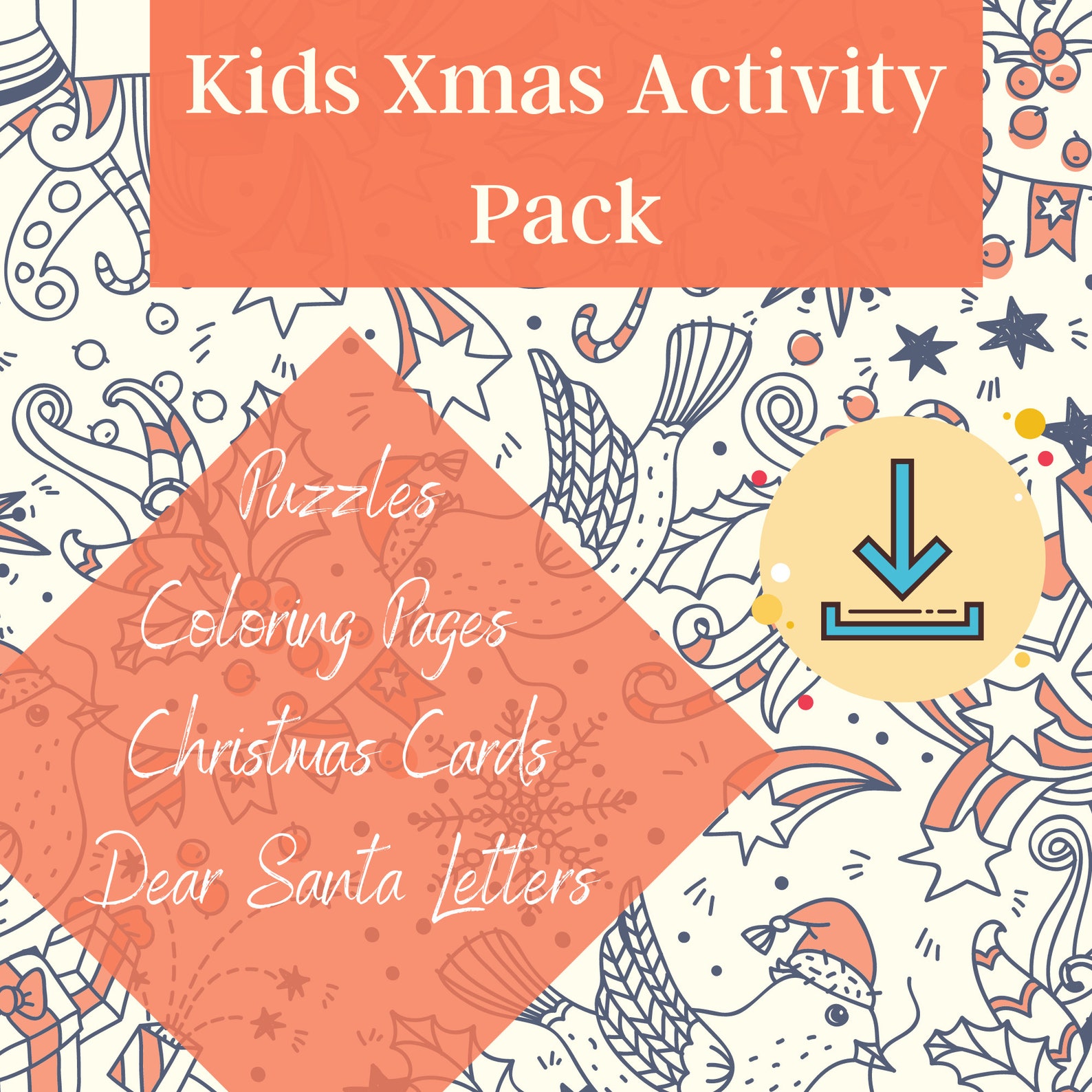 Kids christmas activity sheets holiday fun at home games etsy