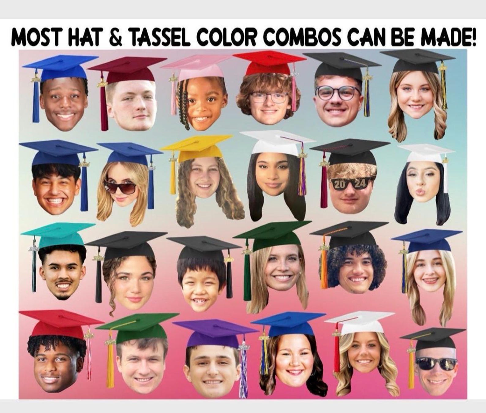 Graduation Inserrt Face 12 Custom Graduation Face With Cap Party Straws - Etsy