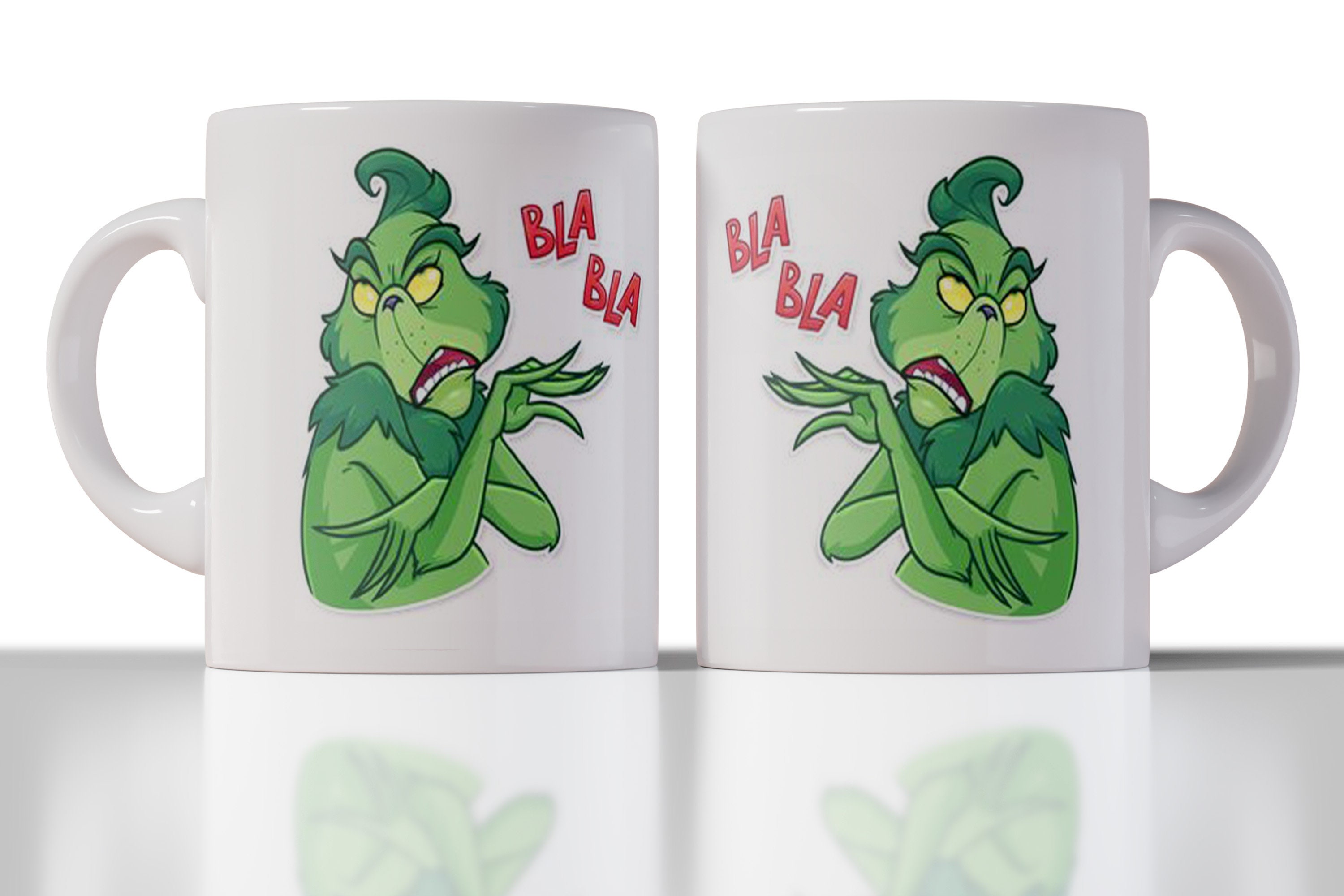 Grinch Bla Bla Christmas Mug Grinch Design Tea Cup Gift Ideas for Friends  and Family 