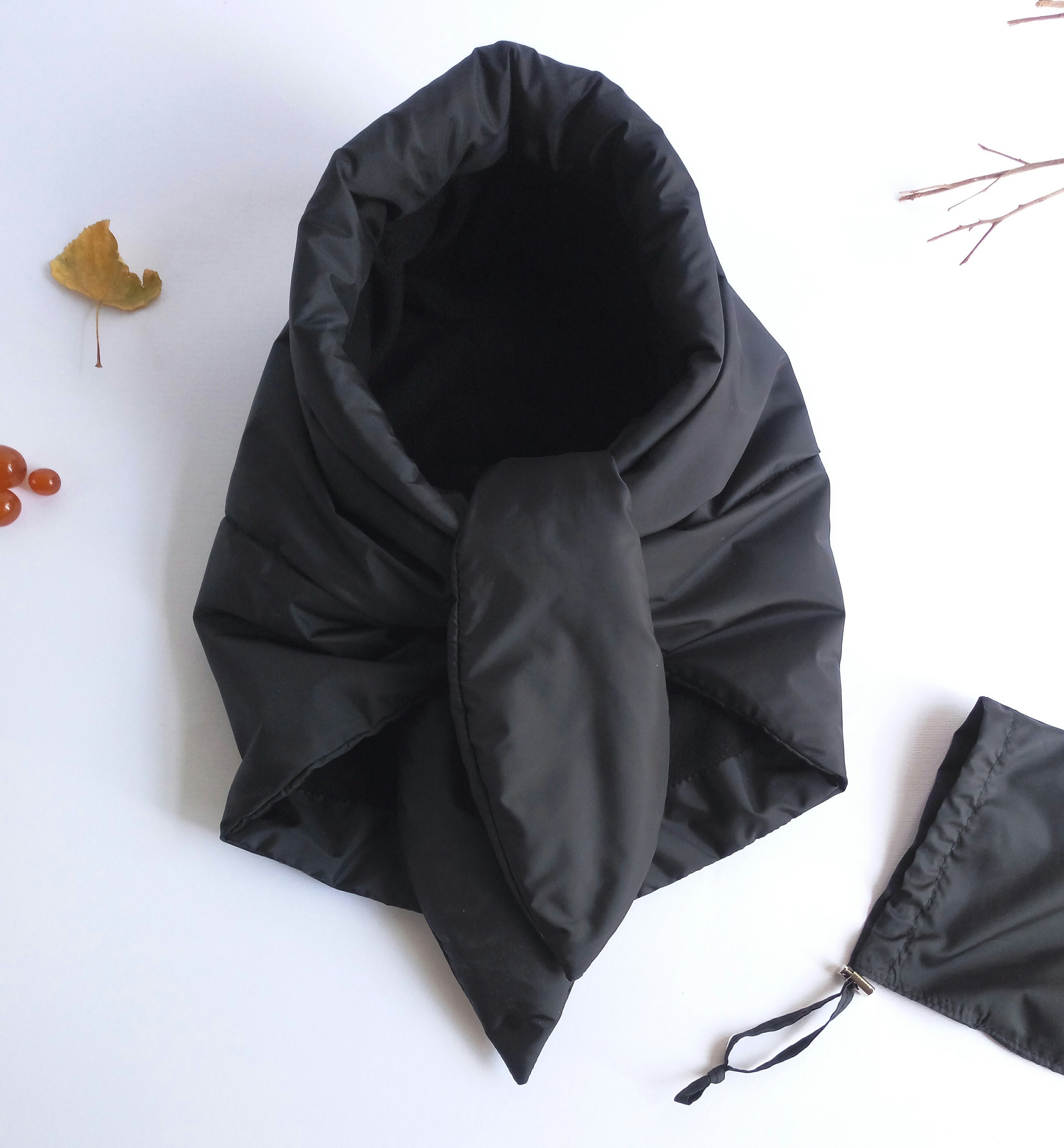 小物 NTN PADDED HOOD SCARF Hood Scarf, Nylon, Fleece Lining, Light and Warm Quilted