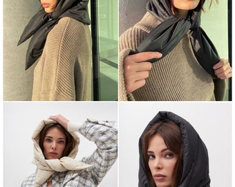 Hood Scarf, Nylon, Fleece Lining, Light and Warm Quilted