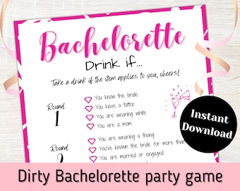Dirty Bachelorette Party Game, Drink If Bachelorette Game, Hen Party Drinking Game.