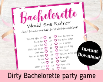Bachelorette Printable Party Game Would She Rather Digital - Etsy