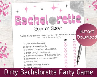 Dirty Bachelorette Party Game, Ever or Never Game, Hen Party Game, Last Disco Bachelorette Party, Drinking Game.