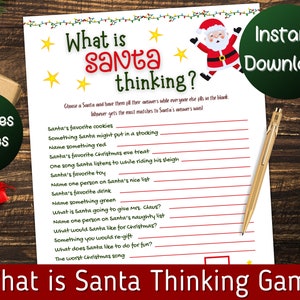 What is Santa thinking game, Christmas game for adults, Holiday Party Game, Christmas party game, Office Party game.