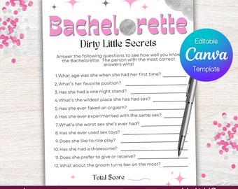 Dirty Little Secrets Game, Bachelorette Party Game Dirty, Hen Do Party Game, Last Disco Bachelorette.