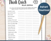 Think Quick Work Edition, Office Party Game, Game for Work, Team Building Game, Work Retreat Game, Office Icebreaker.