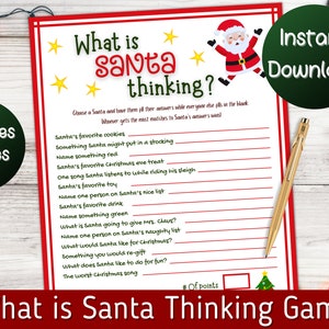 What is Santa thinking game, Christmas game for adults, Holiday Party Game, Christmas party game, Office Party game.