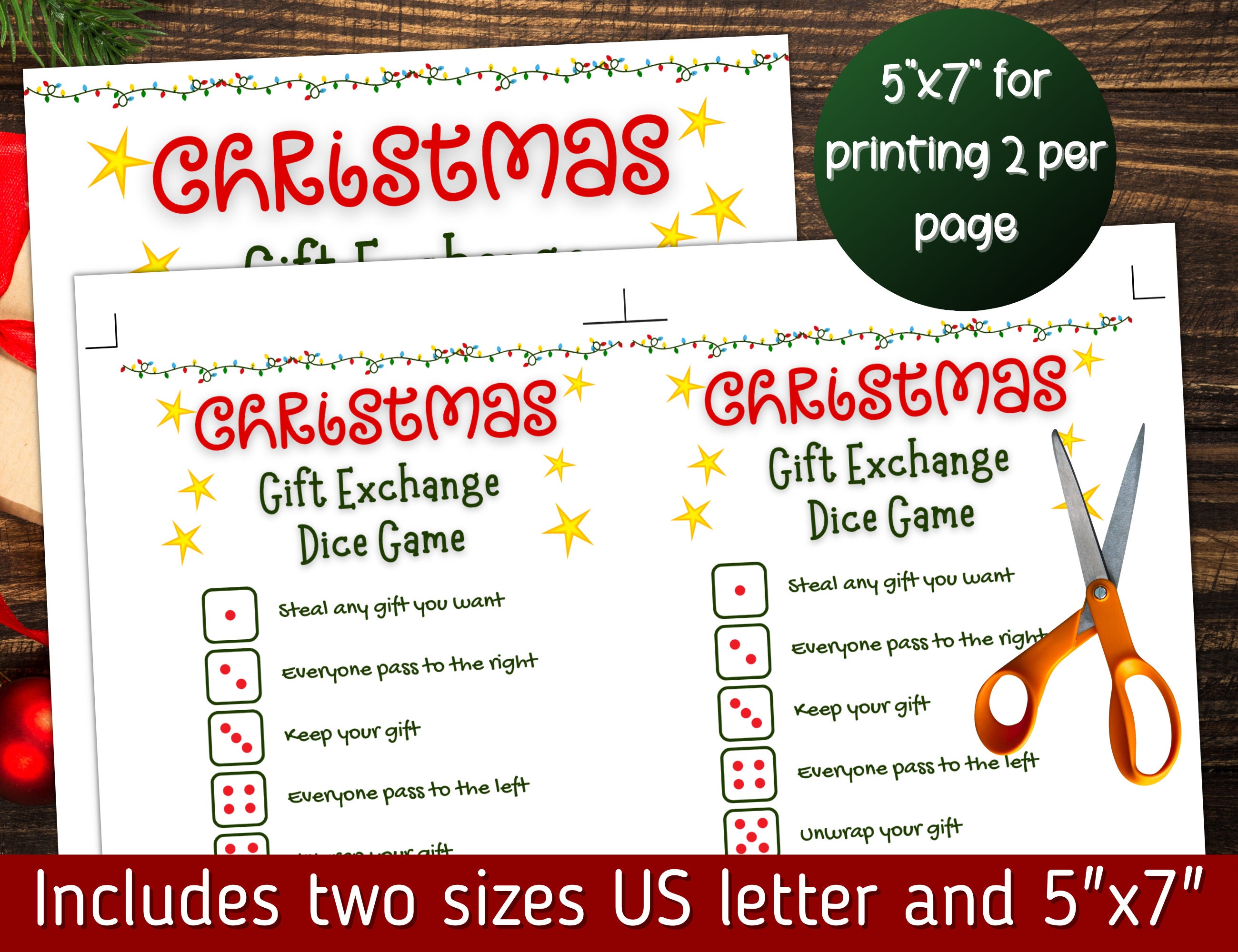 Christmas Gift Exchange Dice Game, Christmas Group Party Game, Office