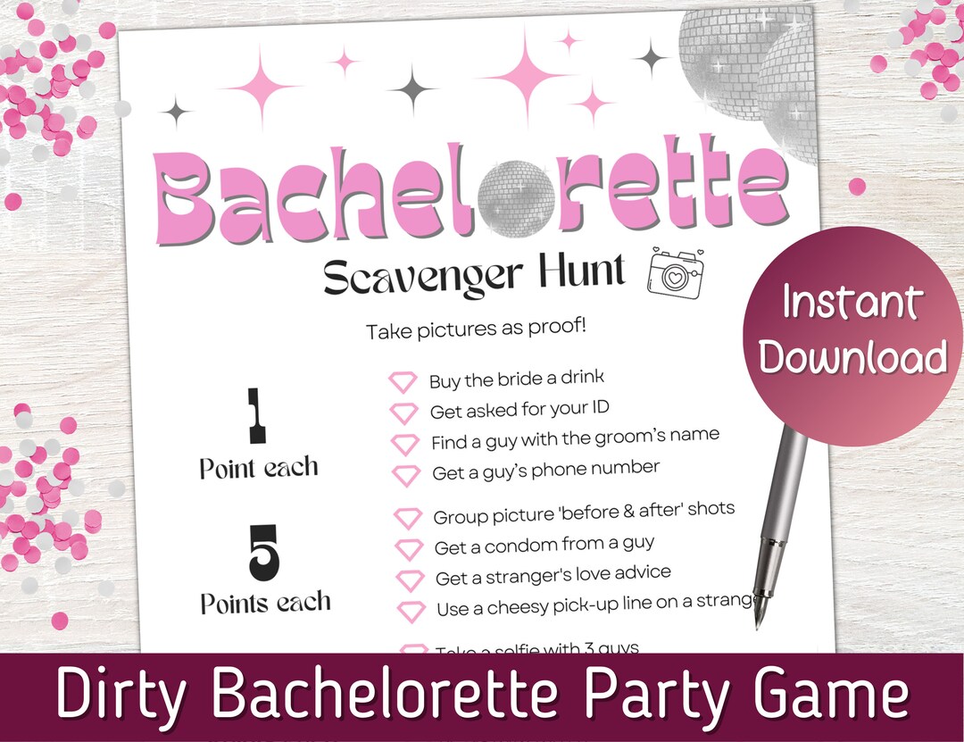 Bachelorette Scavenger Hunt, Bachelorette Party Game, Hen Party Game