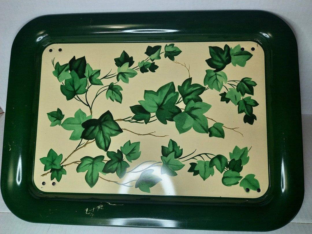 Metal Lap Tray, 1950s Ivy Motif Tray, Folding Tray, Mothers Day Gift