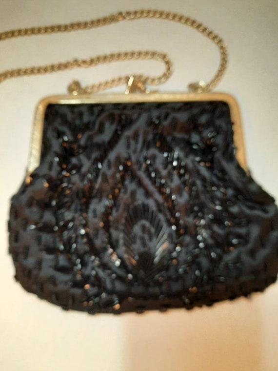 Black evening bag, special occasion bag, peacock … - image 3