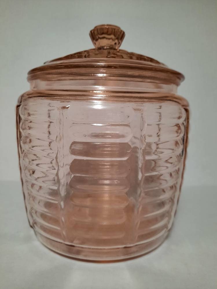 Vintage Anchor Hocking “Princess Pink” Depression Glass Cookie Jar /hg –  Pathway Market GR