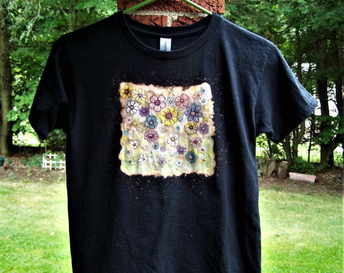Bleach Dyed T Shirt Hand Painted Black Shirt Unique Designs Etsy Bleach Dyed T Shirt Hand Painted Black Shirt Unique Designs Etsy