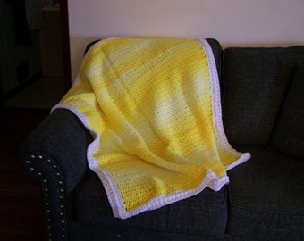Handmade Crochet Throw | Crochet Afghan | Yellow Afghan | Throw Blanket | Lap Blanket | Baby Blanket | Gift for Grandma