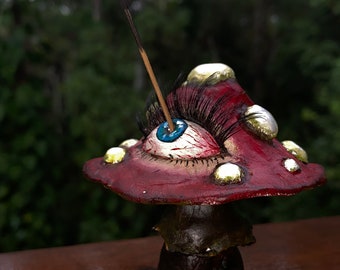 Caterpillar on a Fairy Mushroom Incense holder