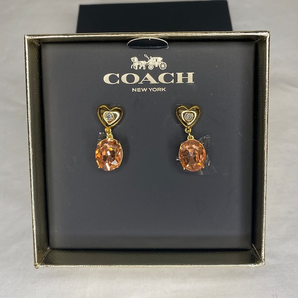 Coach Heart Stone Drop Earring