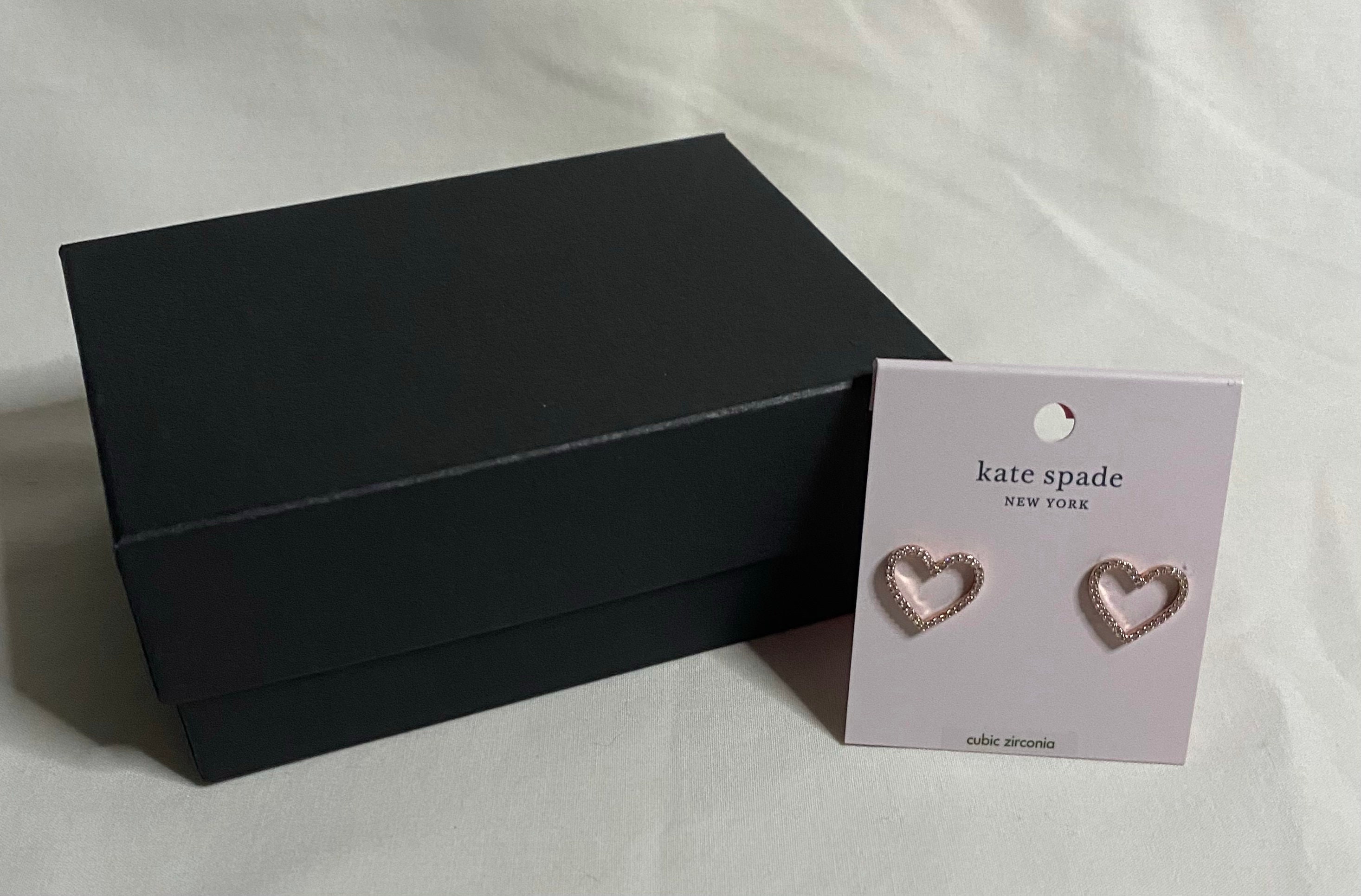 アクセサリー Kate Spade Heart Stud Earrings Rose Gold Kate Spade New York Women's Gold Plated Metal Yours Truly