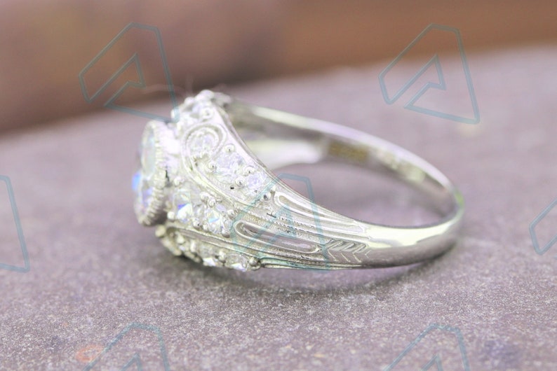 1.9ct Moissanite Diamond Vintage Art Deco Ring antique Ring - Etsy