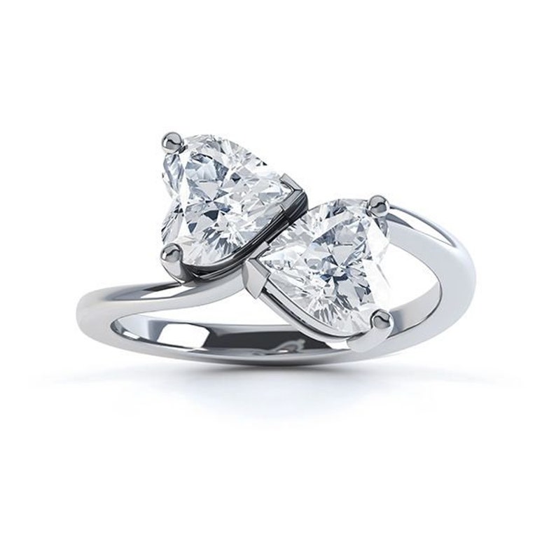 Two Tone Ring Romantic Double Heart 