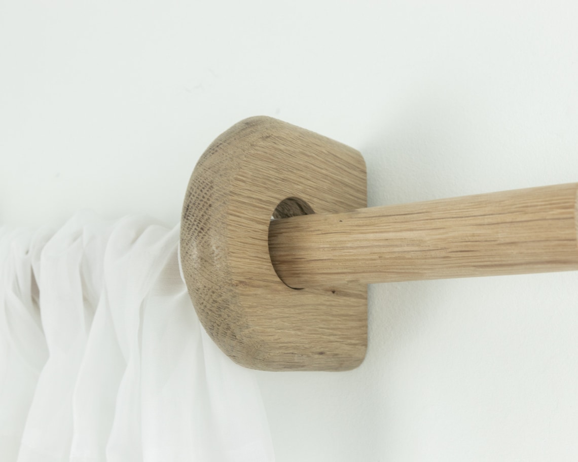 Oak Wood Curtain Rod Solid Wood Dowel Etsy